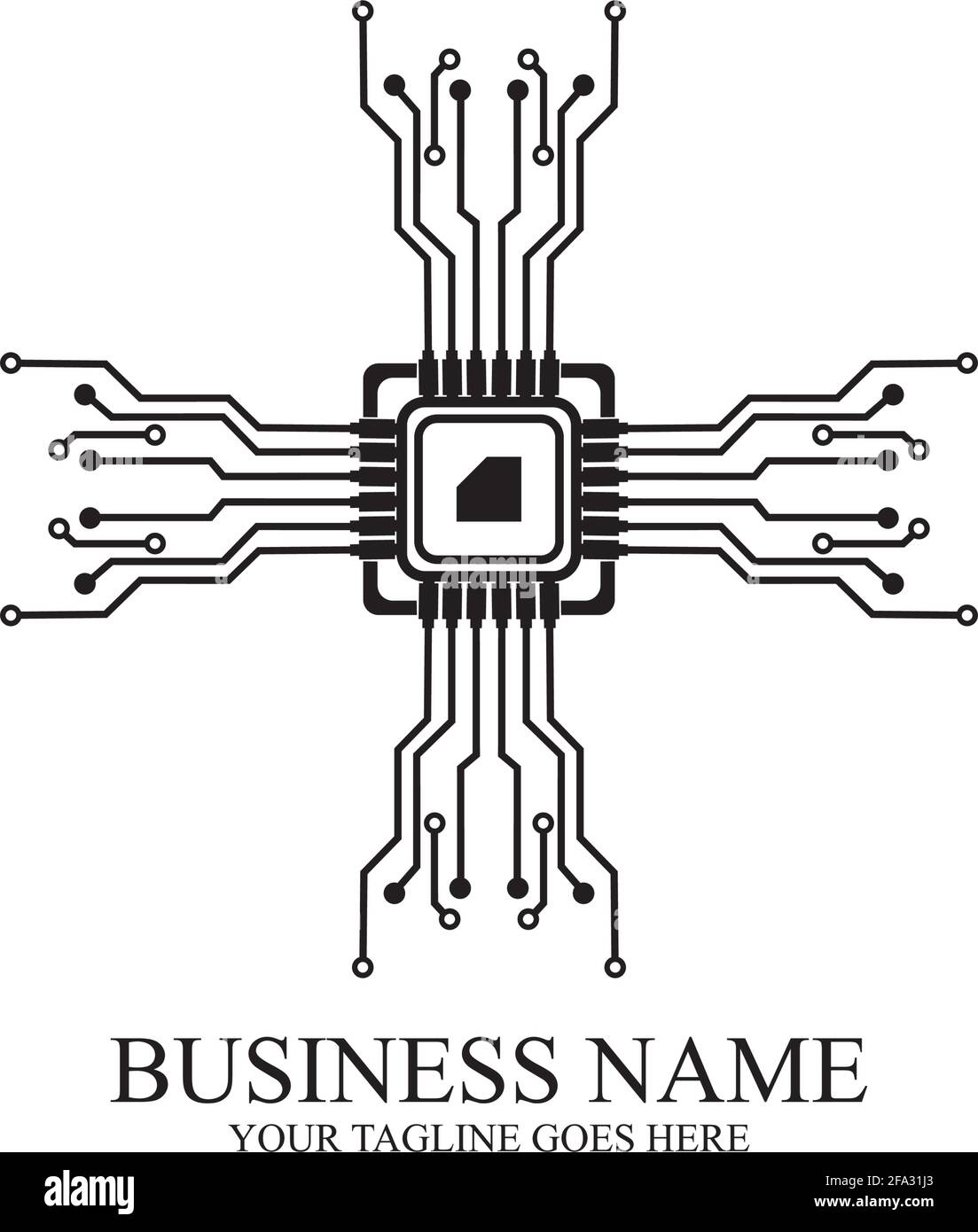 CPU processor line vector icon for websites and mobile flat design ...