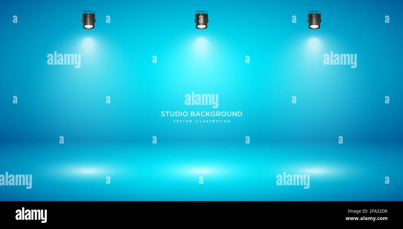 Empty blue studio abstract background with spotlight effect. Product ...