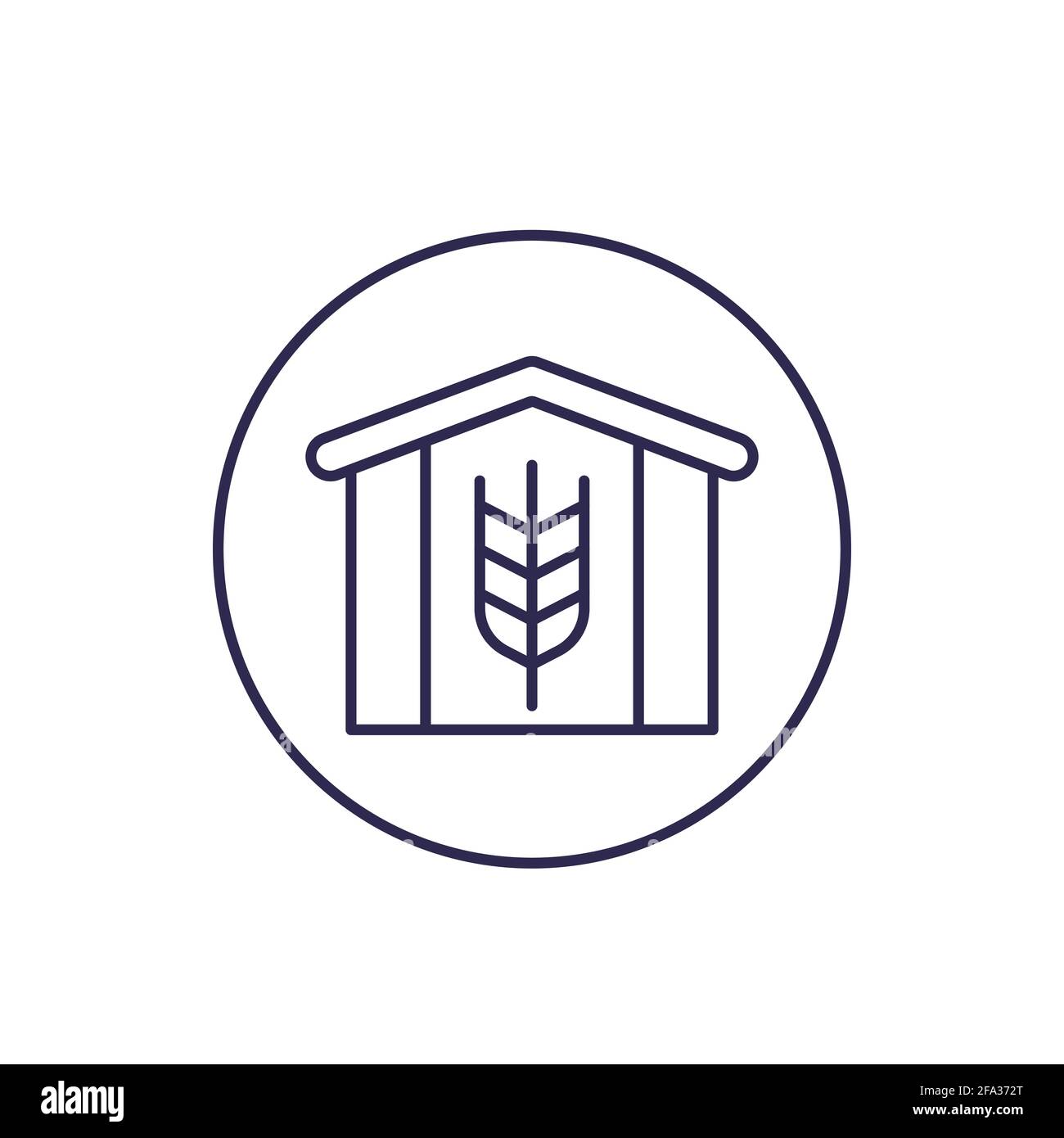 barn with wheat line icon on white Stock Vector