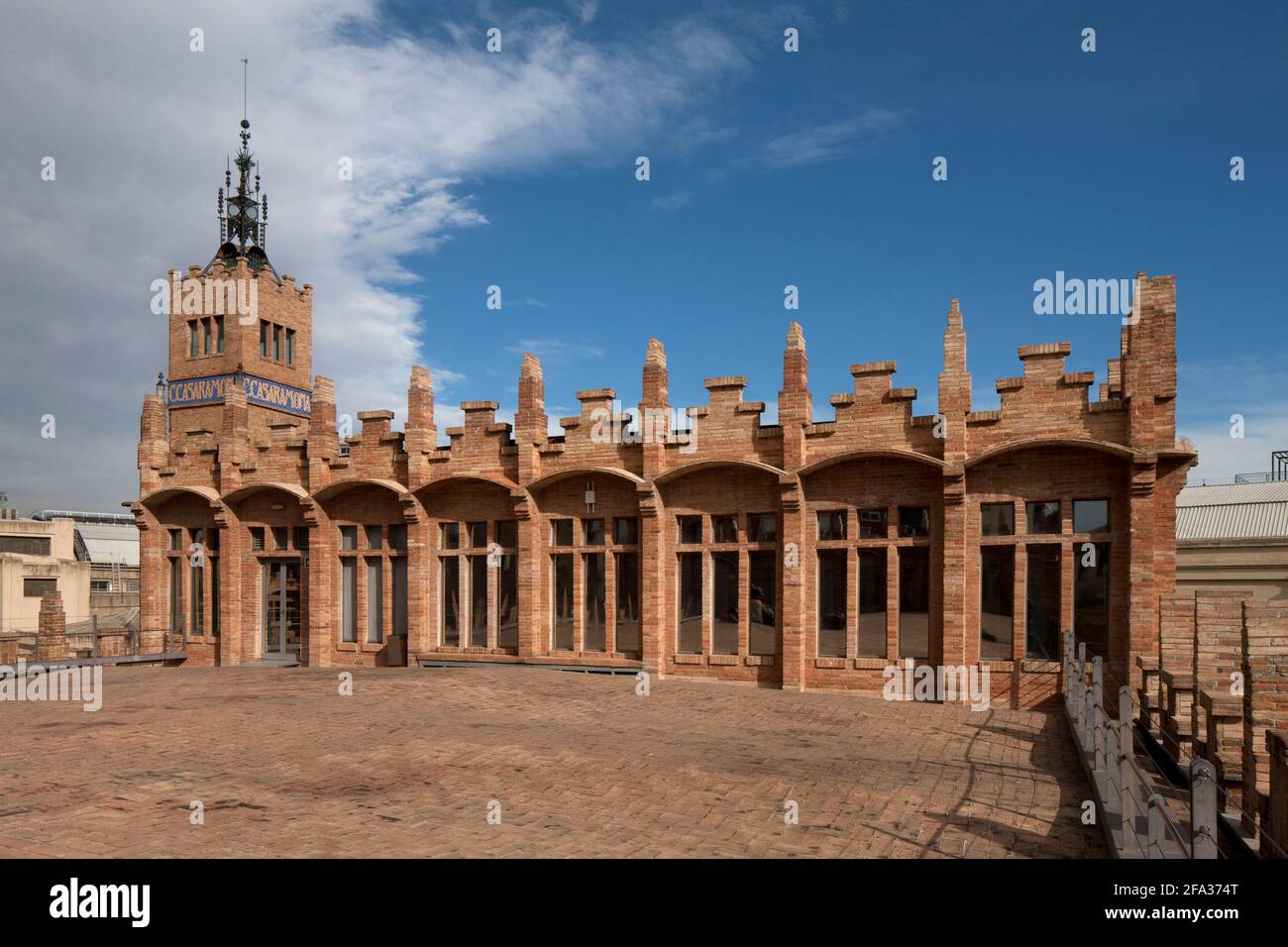 Old textile factory Casaramona, built by Puig i Cadafalch in 1911, now CaixaForum art gallery Stock Photo