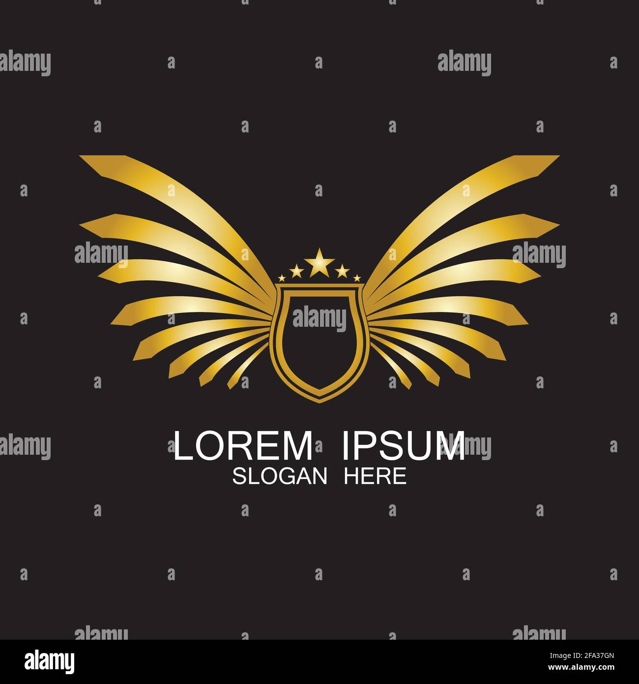 winged shield gold logo design symbol vector illustration-vector Stock ...
