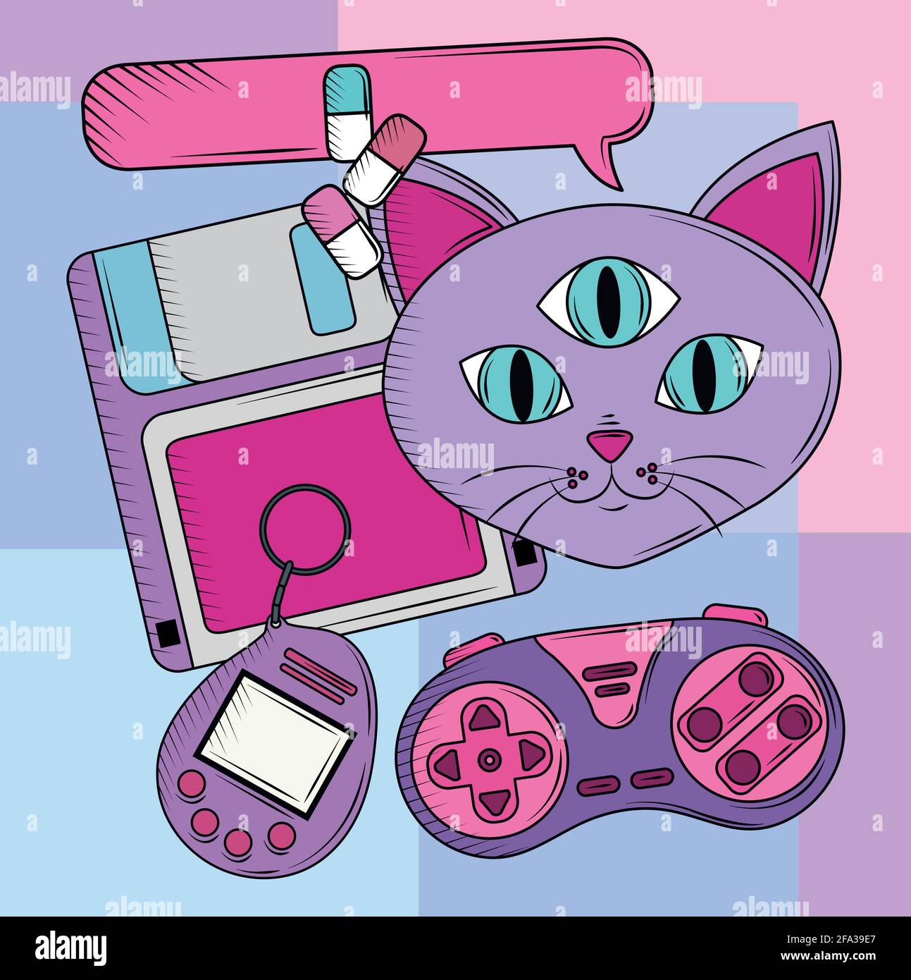 retro futuristic video game control toy Stock Vector Image & Art - Alamy