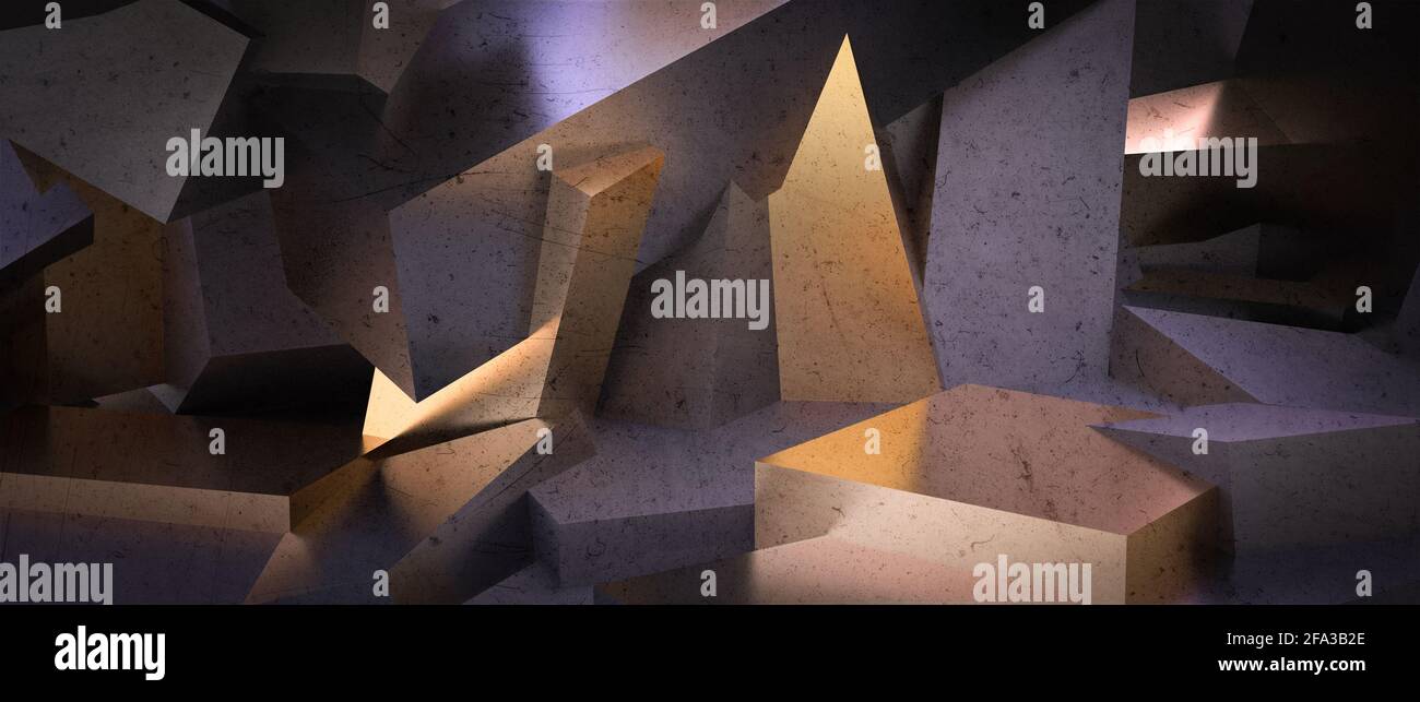 abstract geometric background in gold and black colors. 3d render Stock ...