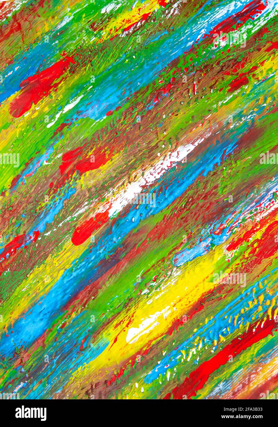Multicolored brush strokes on white paper. Abstract creative background. Stock Photo