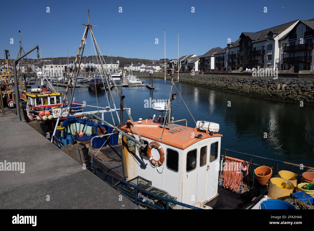 Fishing boats at Aberystwyth Harbour and Marina Stock Photo