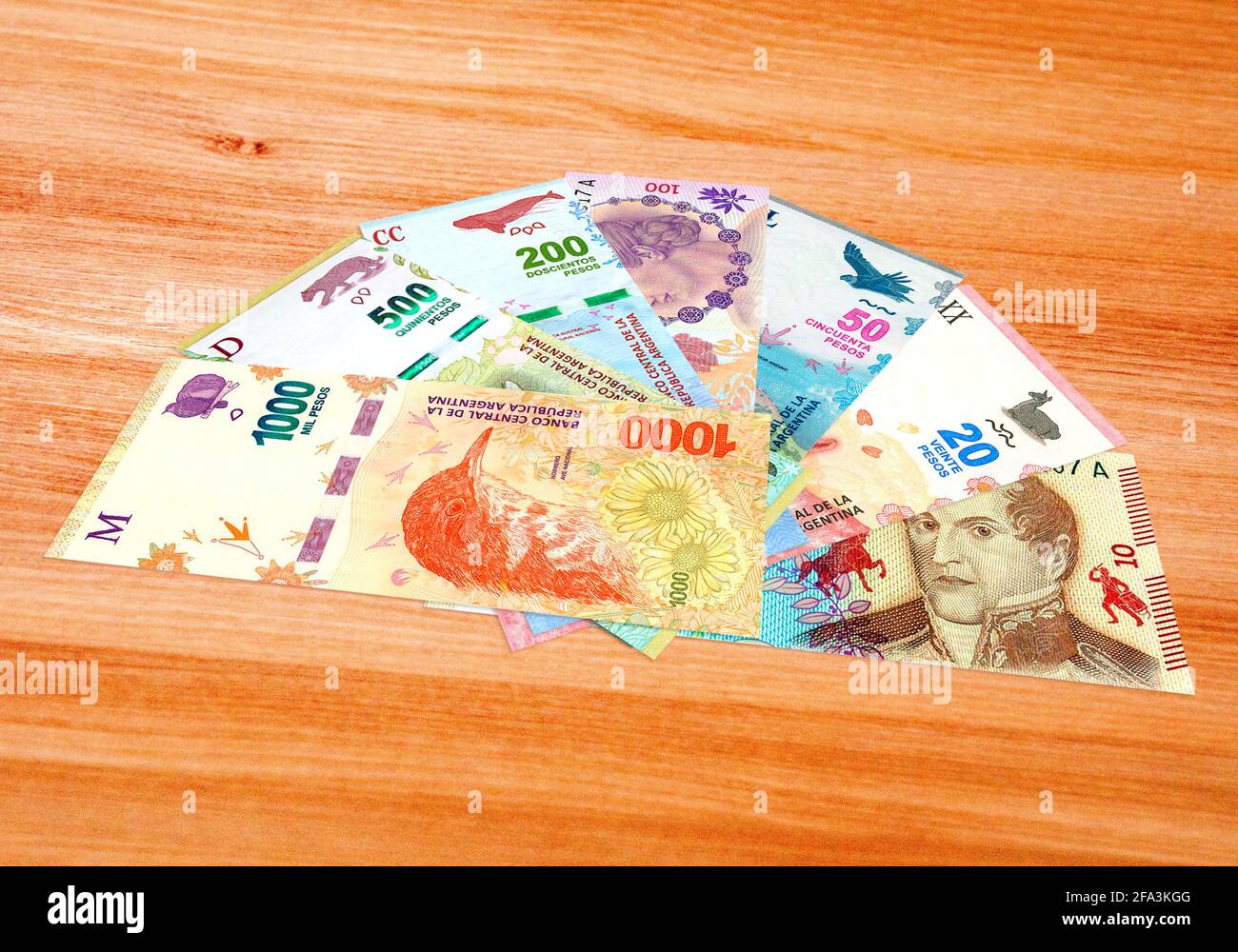 Money / Cash: Argentine peso bills Stock Photo