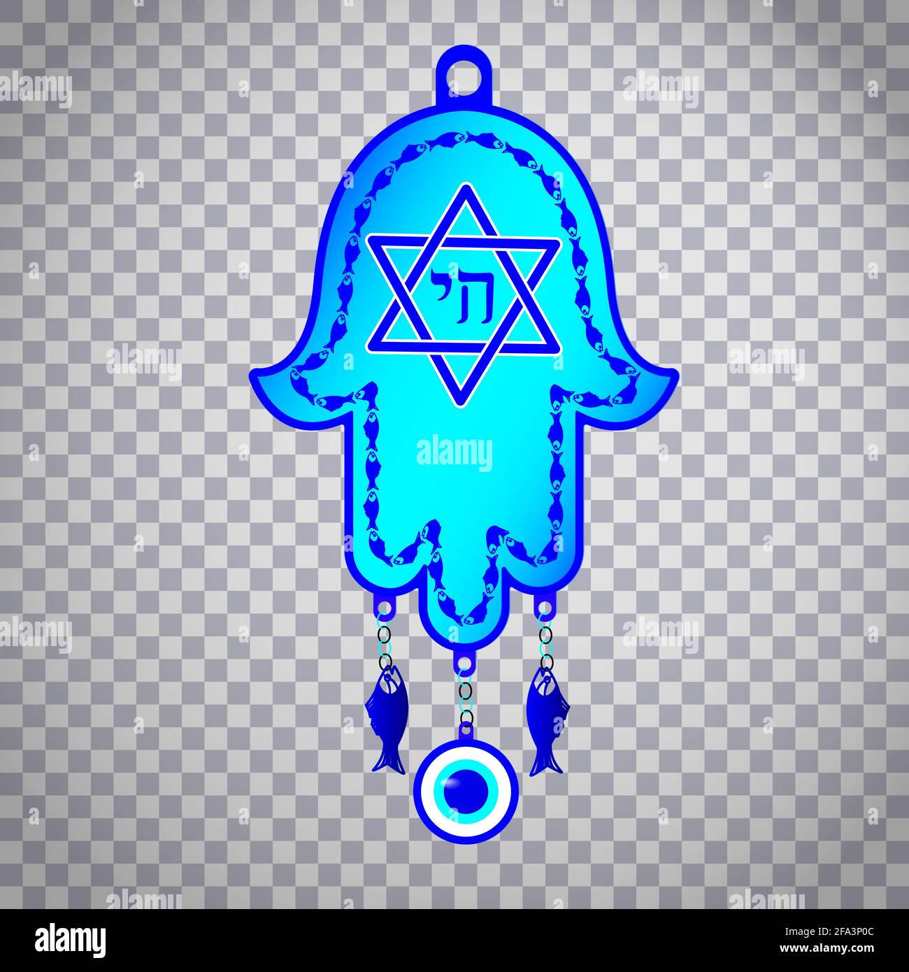 Traditional Jewish sacred religious symbol and amulet-Hamsa or hand of Miriam, the palm of David, star of David, Rosh Hashanah, Hanukkah, Shana Tov. V Stock Vector