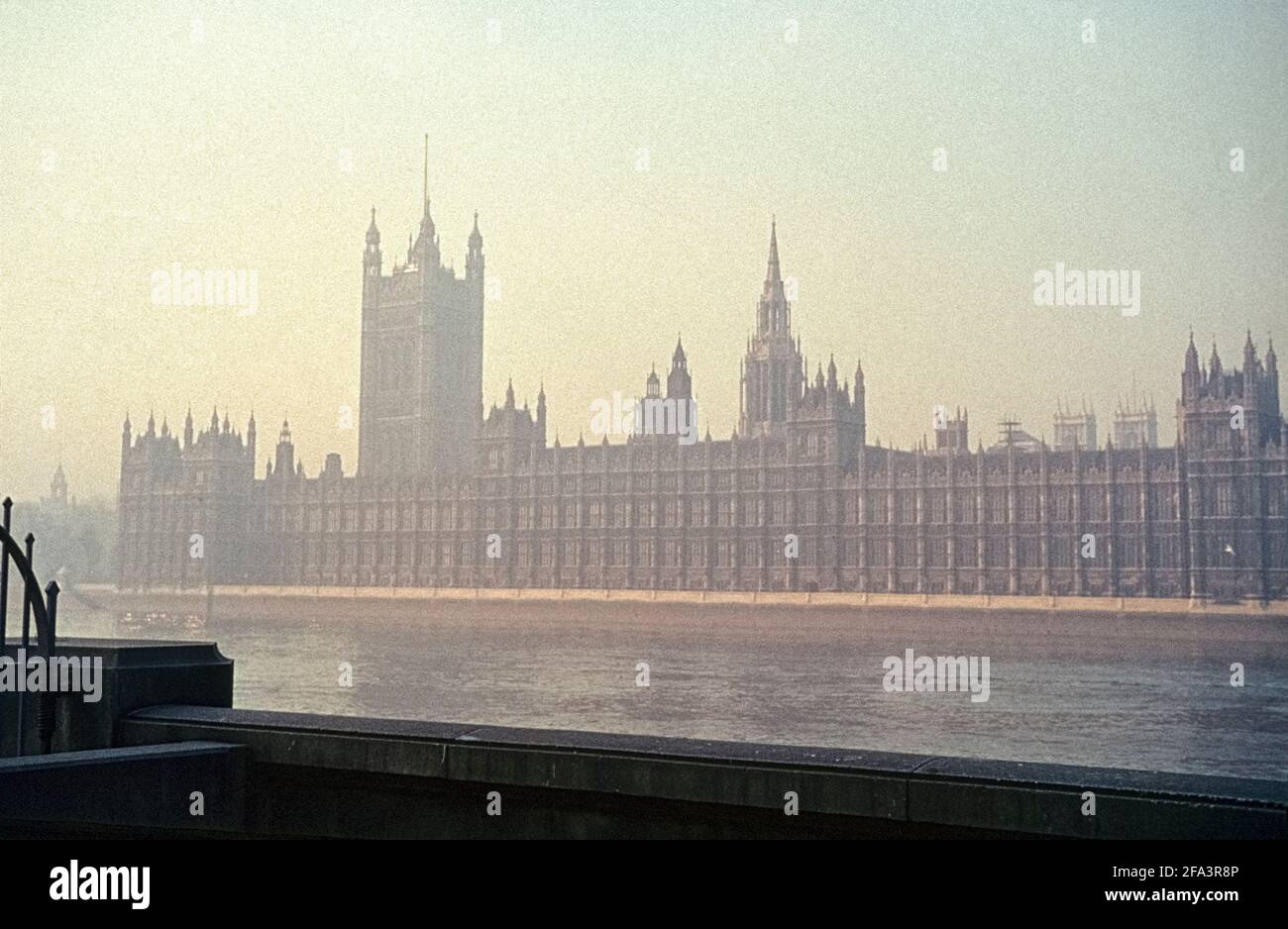 Palace of Westminster, seen from across the River Thames, London, England, UK, 1964 Stock Photo