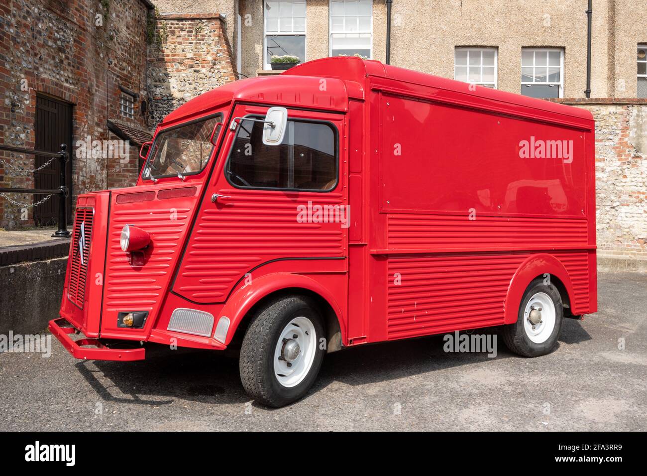 Red vintage Citroen H van in Arundel, a market town in West Sussex, UK Stock Photo