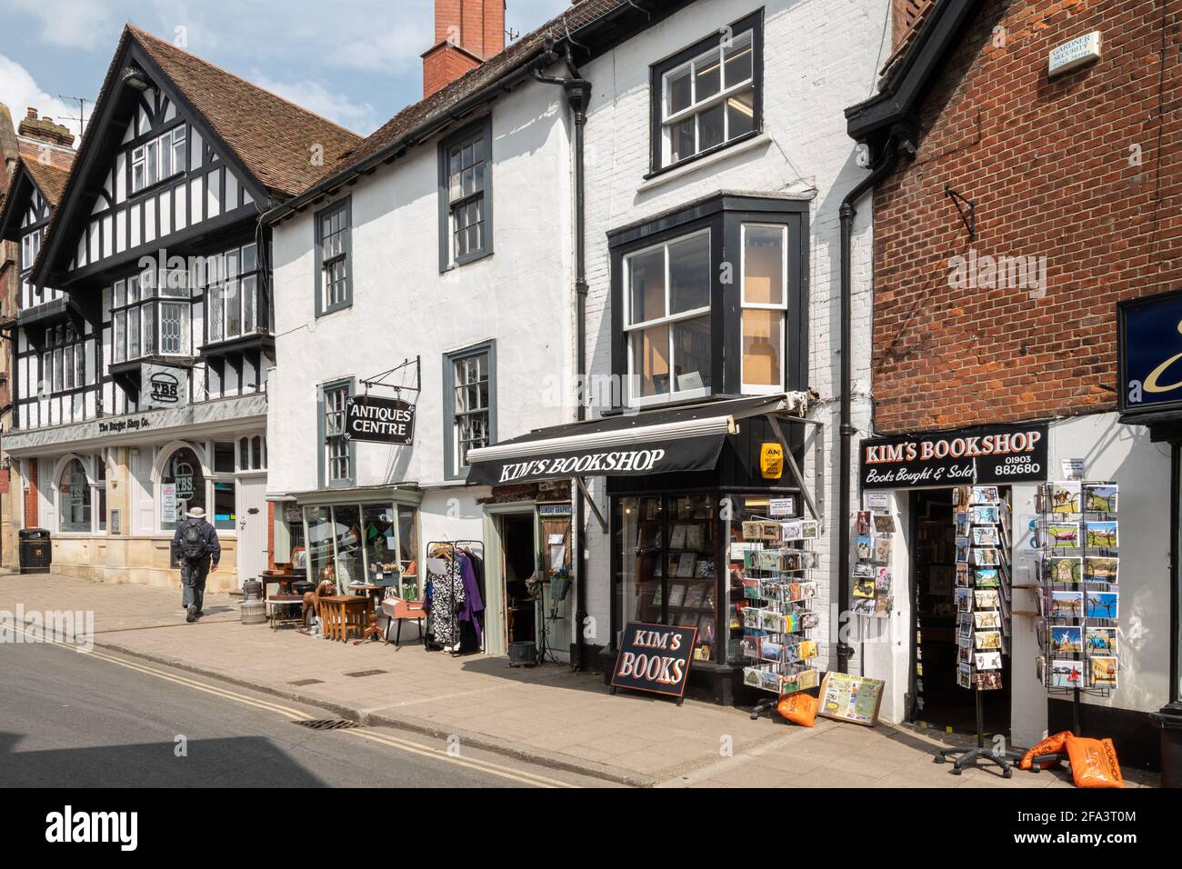 Shops on the High Street in Arundel, a pretty market town in West Sussex, England, UK Stock Photo