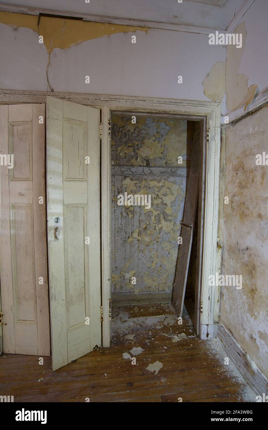 Closet in an abandoned and derelict building. Stock Photo