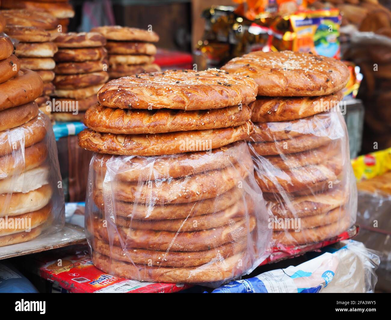 Ramadan Pita (Ramazan Pidesi) Traditional Turkish bread Stock Photo