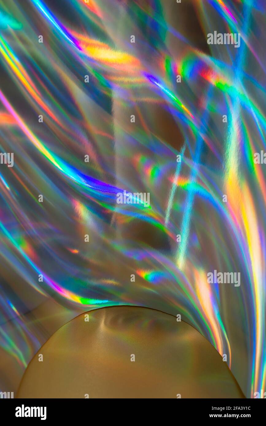 Abstract pastel iridescent shiny holographic background, futuris stock photo