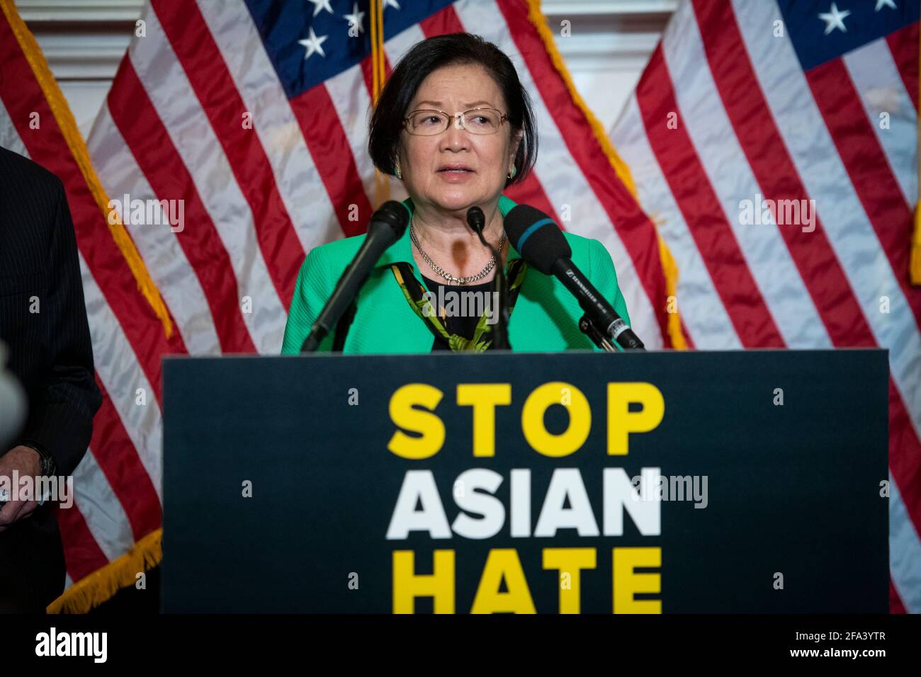 Washington DC. USA. April 22 2021: United States Senator Mazie Hirono (Democrat of Hawaii), offers remarks during a press conference following Senate passage of the COVID-19 Hate Crimes Act at the US Capitol in Washington, DC, Thursday, April, 22, 2021. Credit: Rod Lamkey/CNP /MediaPunch Credit: MediaPunch Inc/Alamy Live News Stock Photo