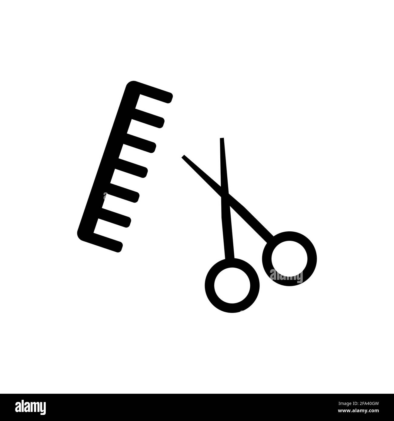 Comb and scissors on a white background. Vector illustration of a simple logo on a white background. Stock Vector