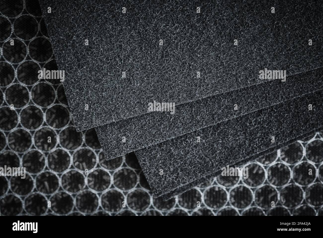 Set of Carbon Activated Air Filters Close Up. Air Quality Technologies