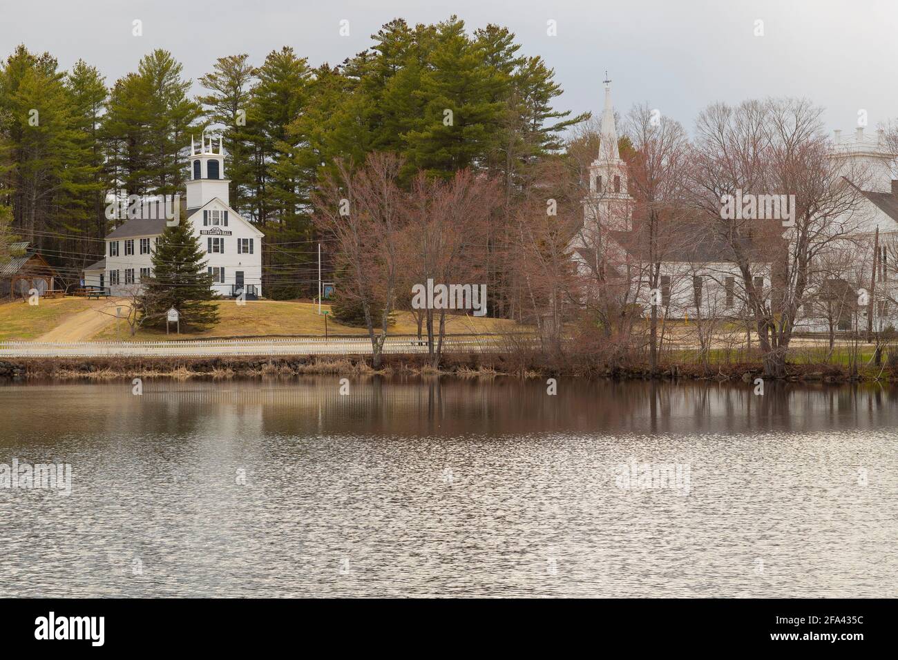 Town Buildings in Marlow, New Hampshire. Oddfellows Hall on far left
