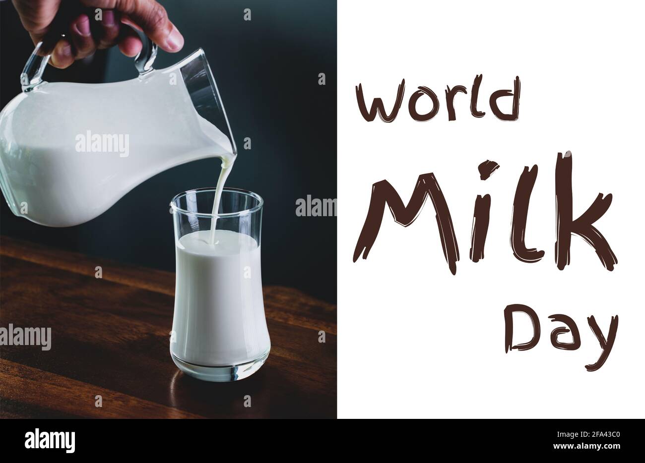 World Milk Day is observed globally on 1st June every year to celebrate the important contributions of the dairy sector to sustainability, economic de Stock Photo