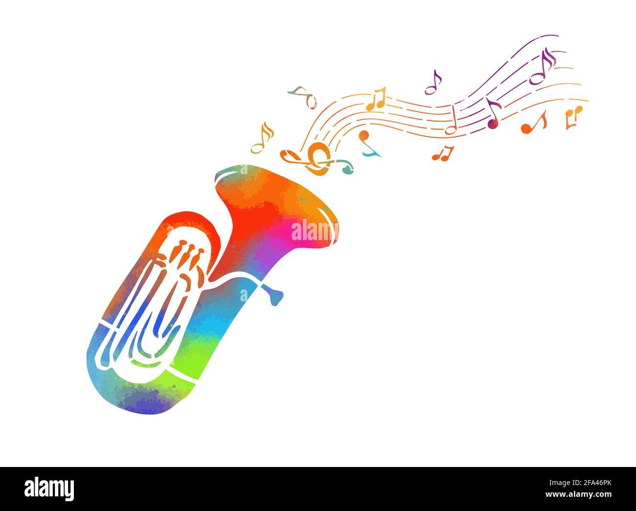 musical instrument the tuba with decorative elements. Abstract
