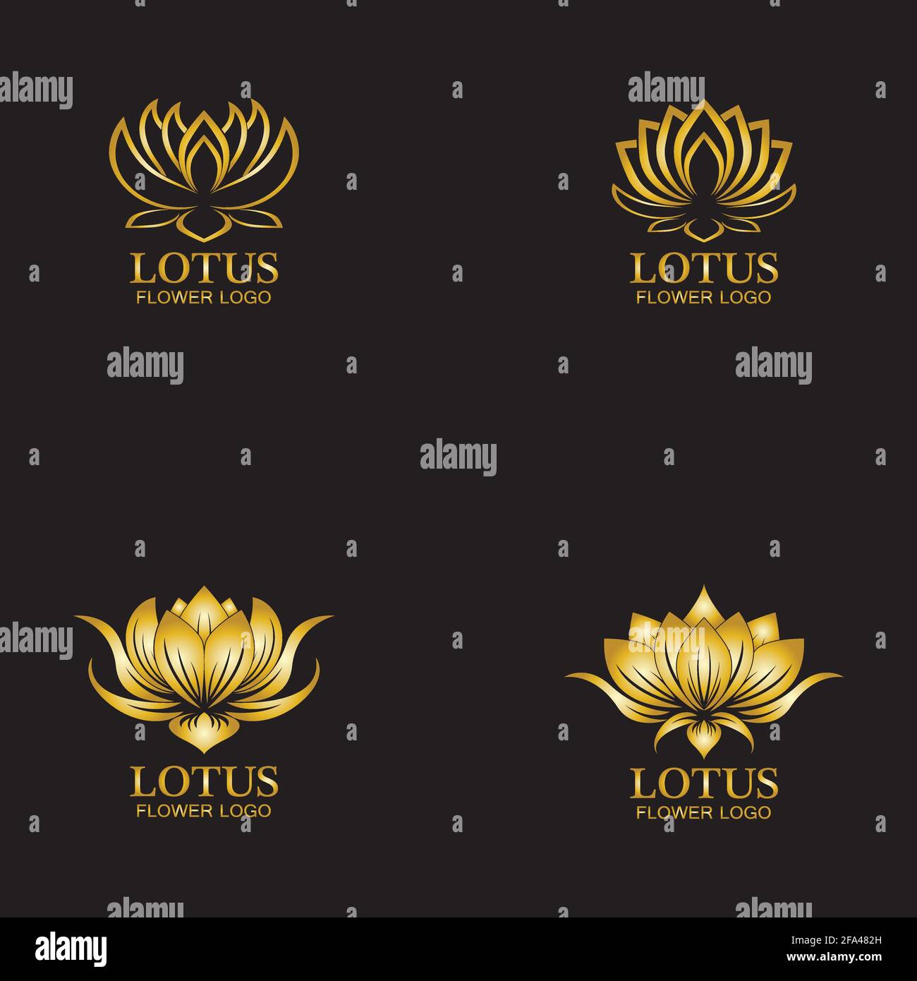 Gold Lotus Logo Vector Art Set Design Stock Vector - Illustration of  flower, background: 76939154