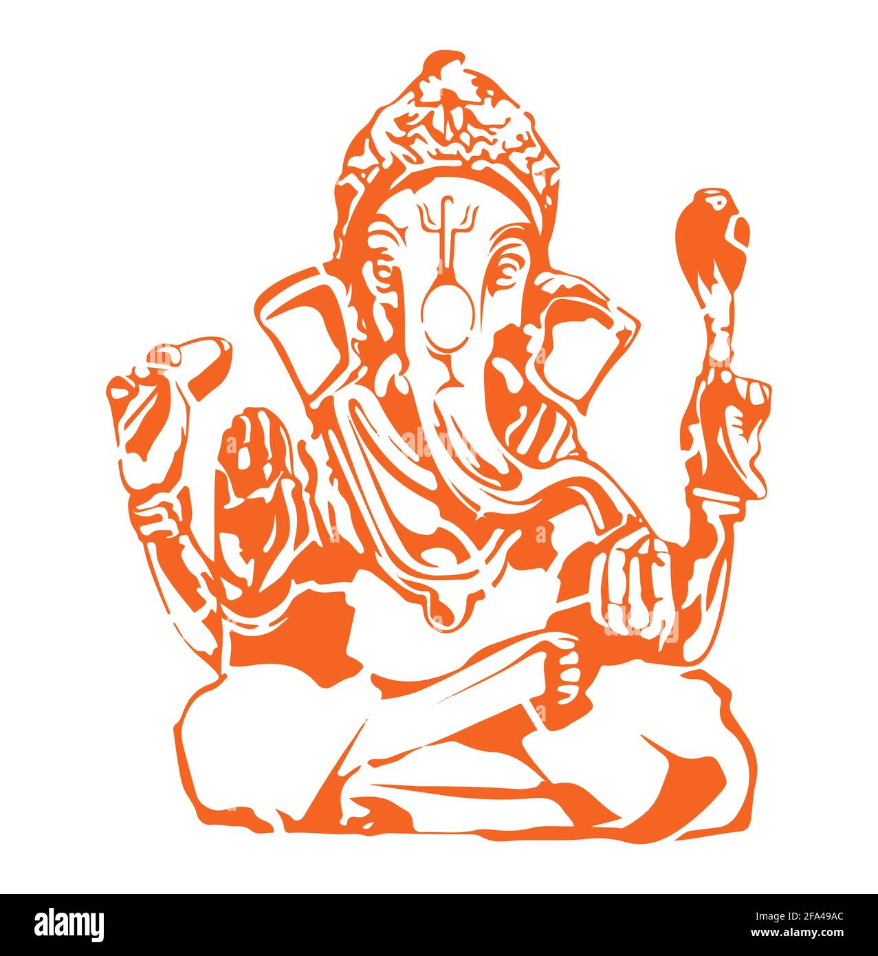 Sketch of Lord Ganesha or Vinayaka Editable Outline Illustration ...
