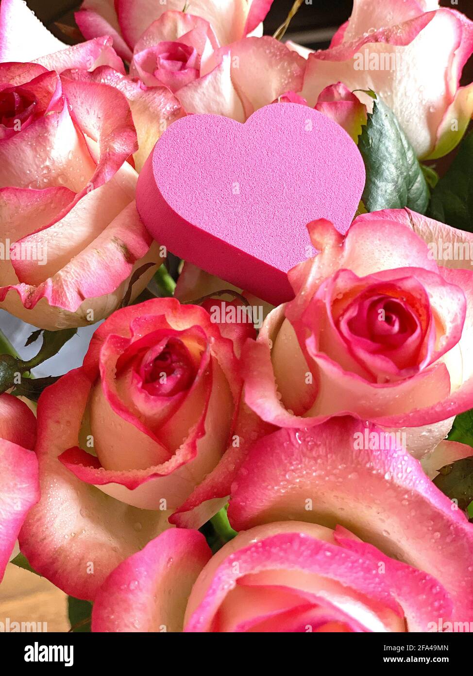Pink roses heart hi-res stock photography and images - Alamy