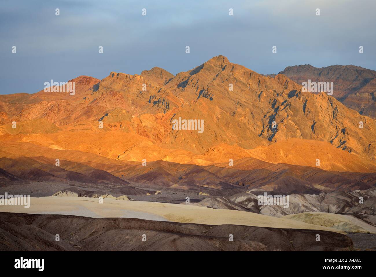 Sunset on the hills above Furnace Creek, Death Valley, California Stock