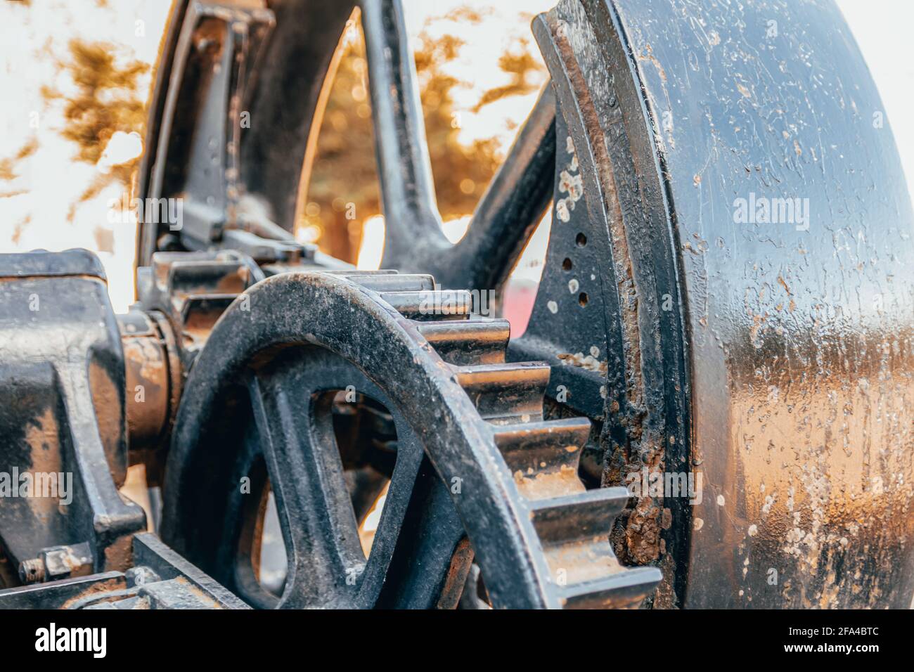 Retro steam tractor engine gears Stock Photo Alamy