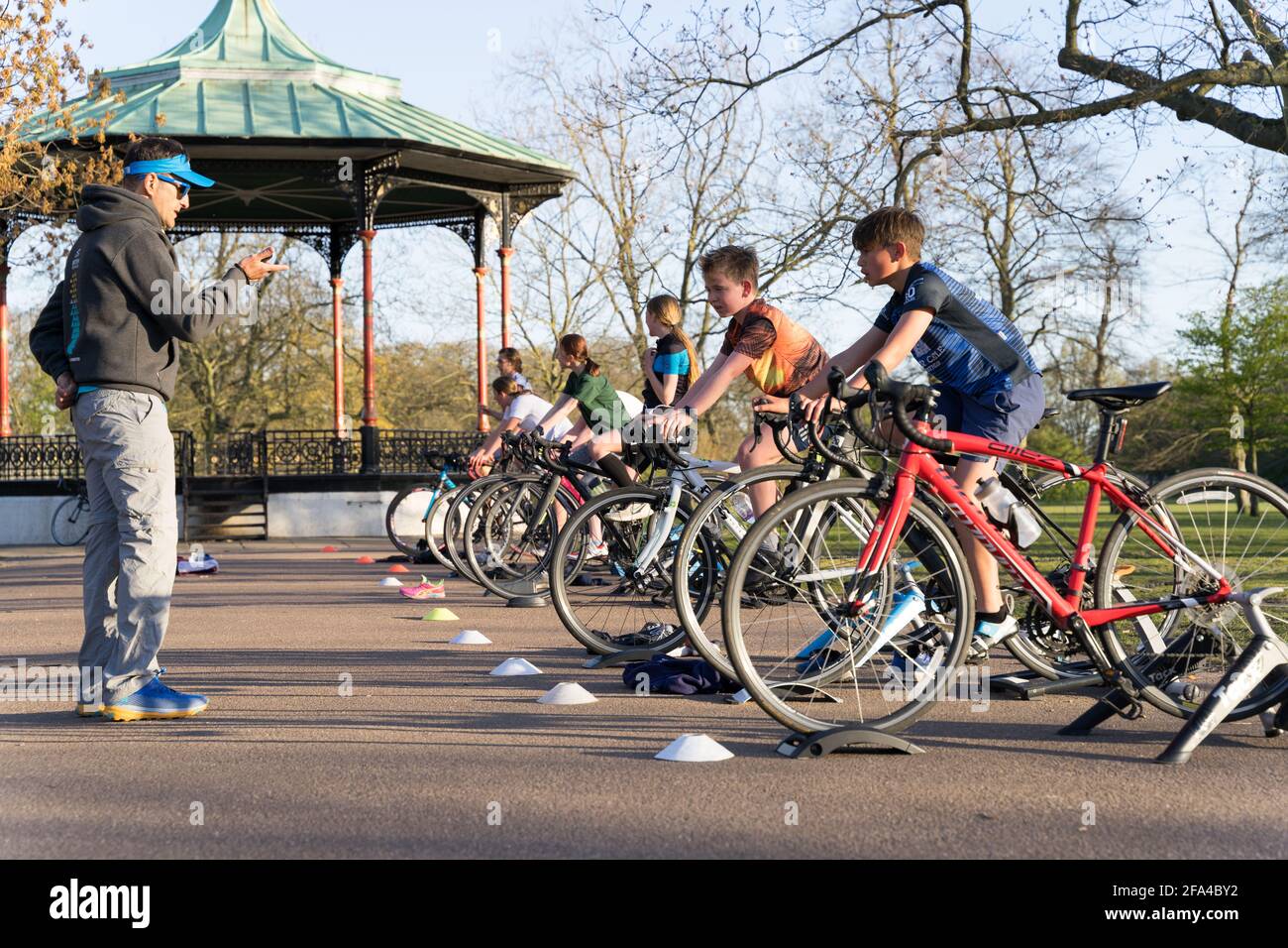 british triathlon Junior training session London greenwich park Stock