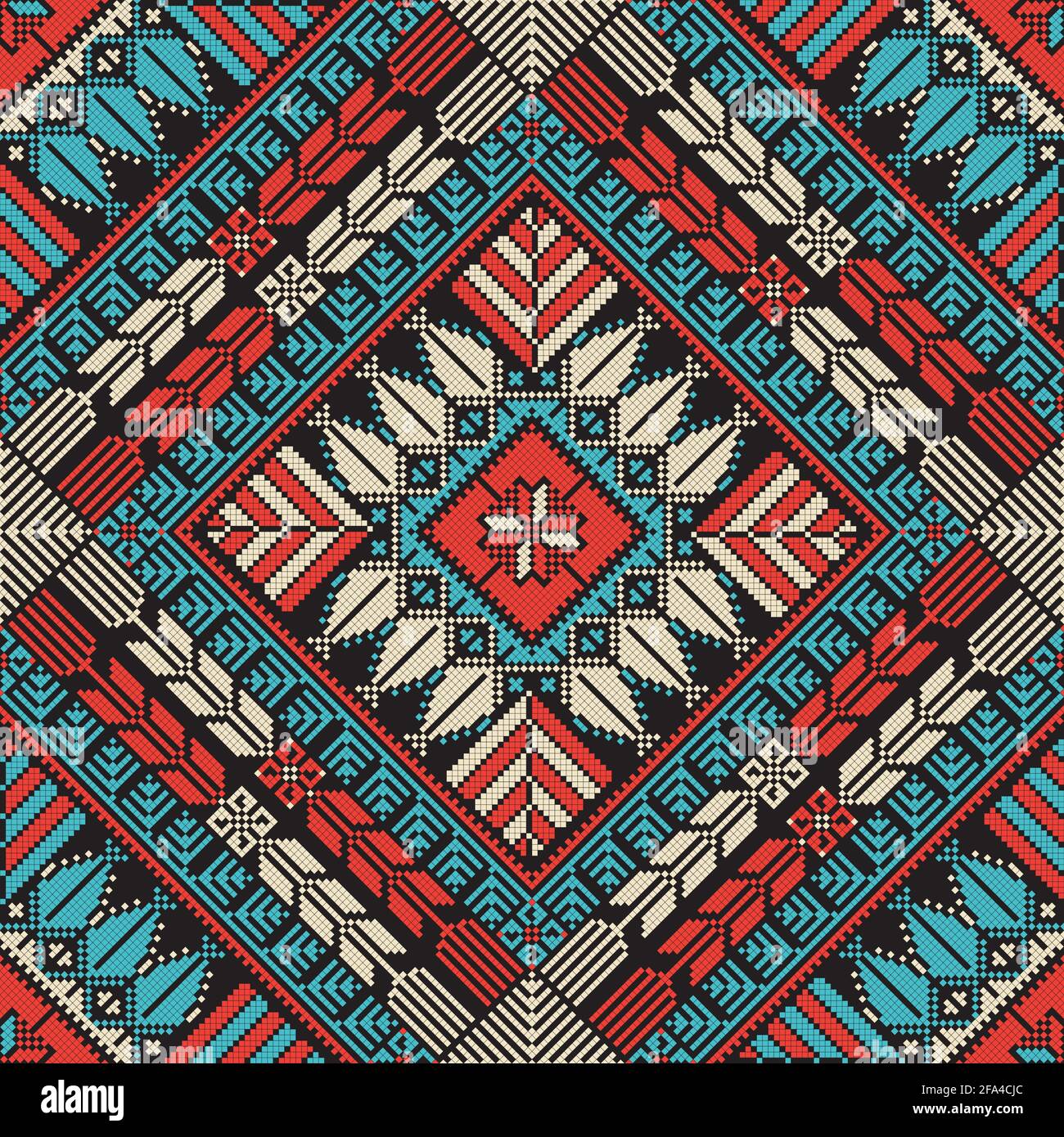 Palestinian Pattern Texture Traditional Palestinian Embroidery Pattern in colors, editable vector ...