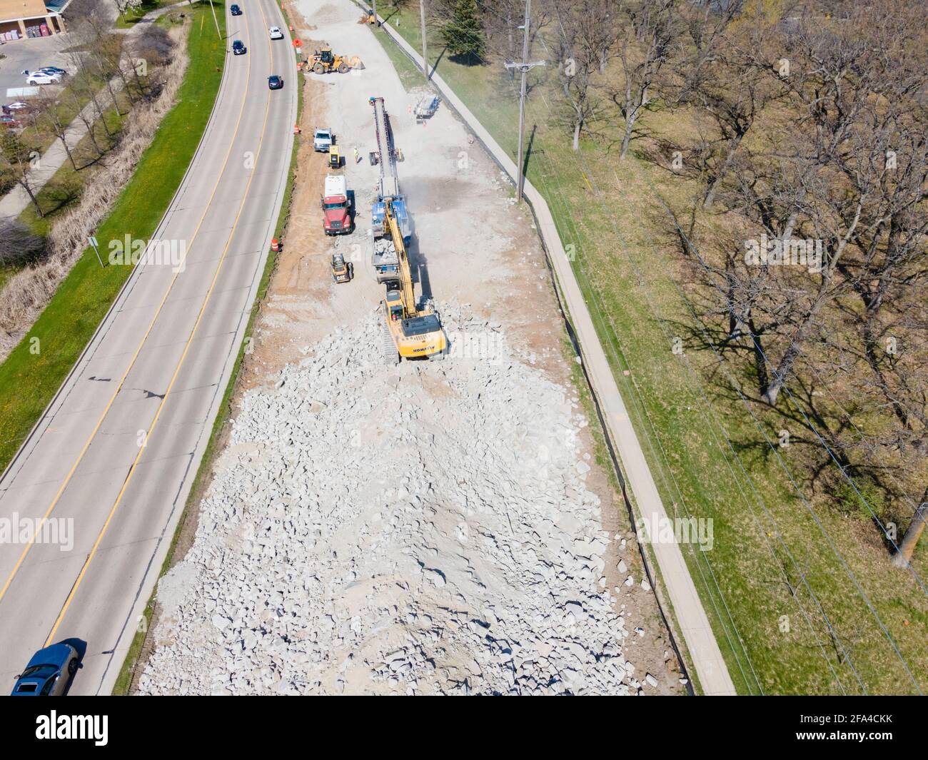 Construction along Fish Hatchery Road, Fitchburg, Wisconsin, USA Stock