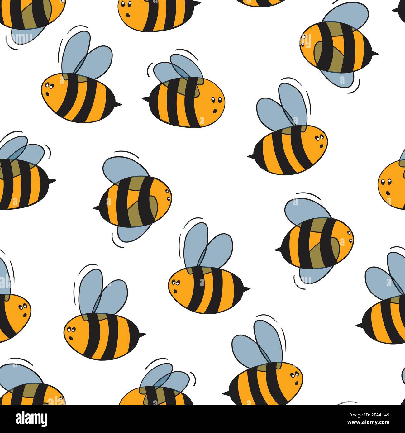 Seamless pattern with bees on white background. Small wasp. Vector ...