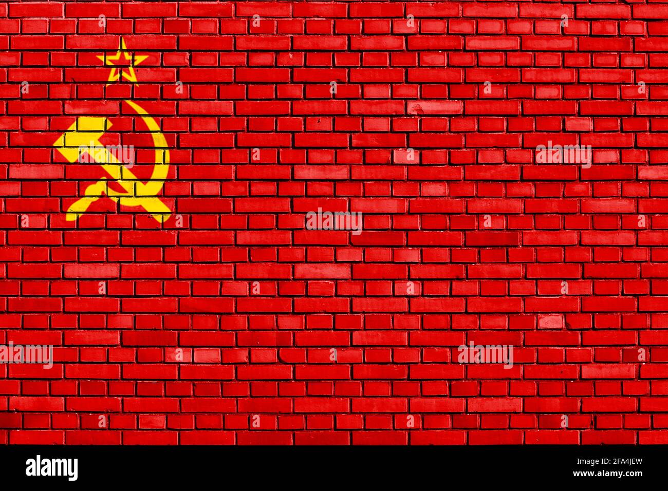 flag of Soviet Union 1924-1936 painted on brick wall Stock Photo