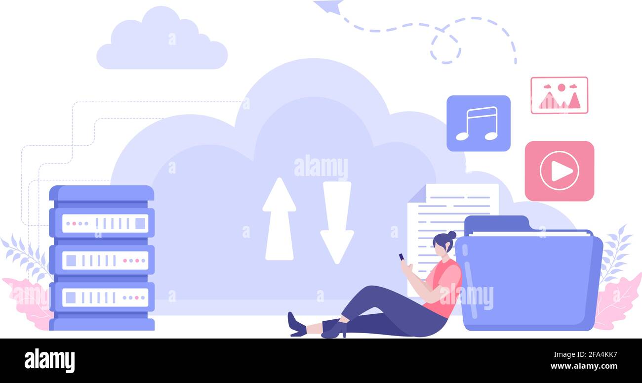 Cloud Backup Storage illustration of Computer System For Information Sharing, Hosting, Saving