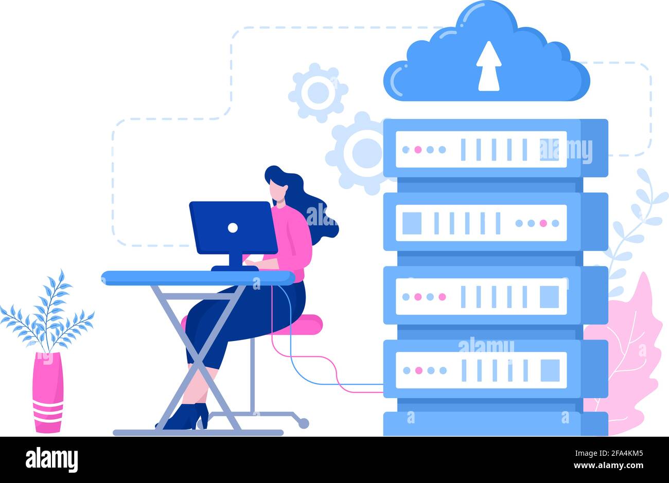 Computer Cloud Server Hosting Storage Illustration Of Data Transmission  Technology and Protection With Administrator or Developer Team Stock Vector  Image & Art - Alamy