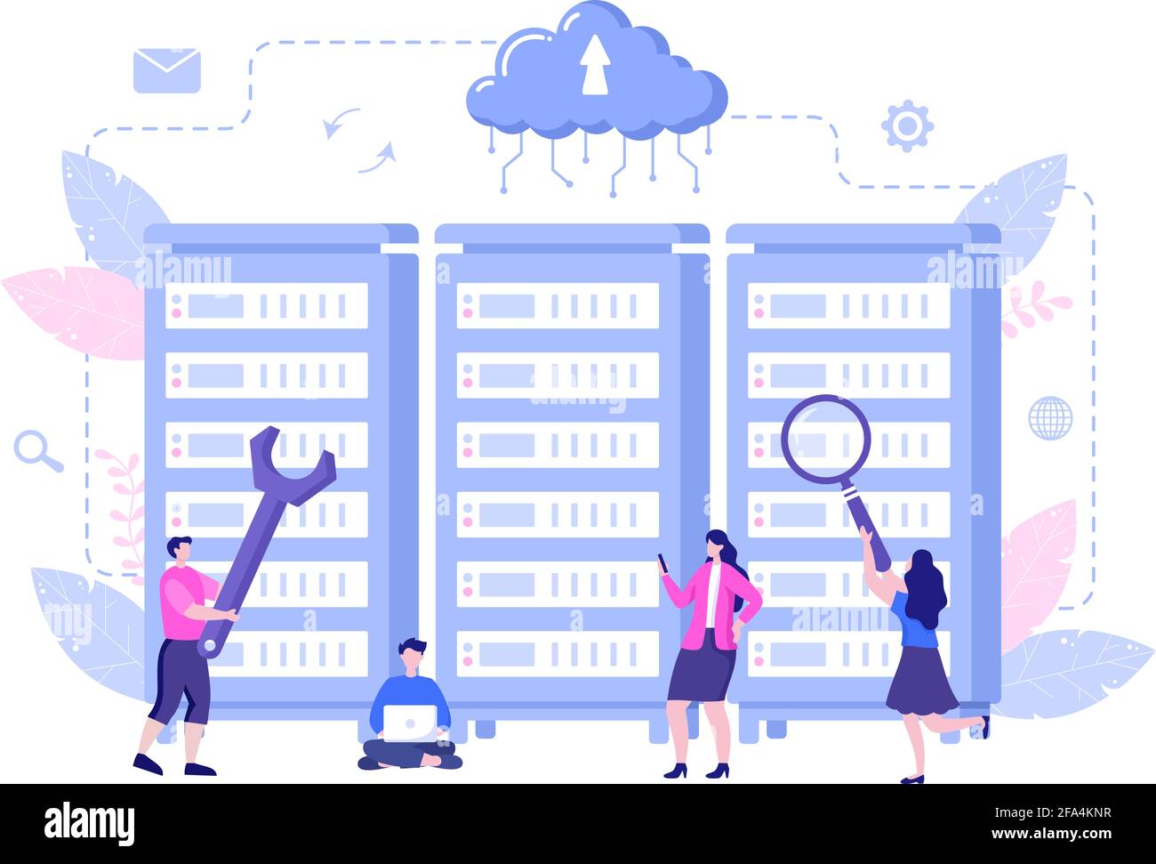 Data Cloud Private Illustration To Access Hosting or Database And Data ...