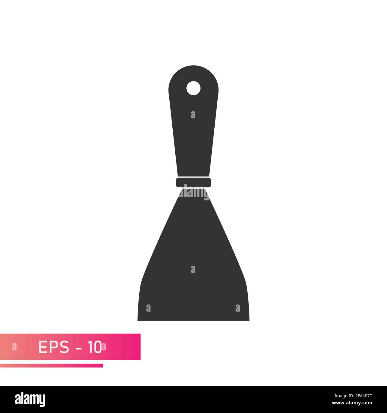 A narrow construction spatula. Solid design. On a white background. Tools for workers. Flat vector illustration. Stock Vector