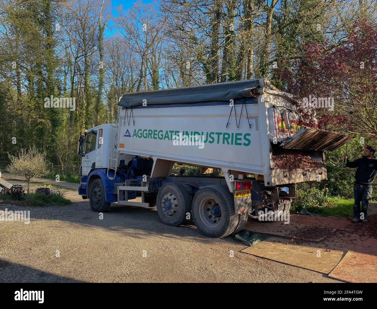 Aggregate Industries Lorry Delivering Stone Scalpings or Ballast to a