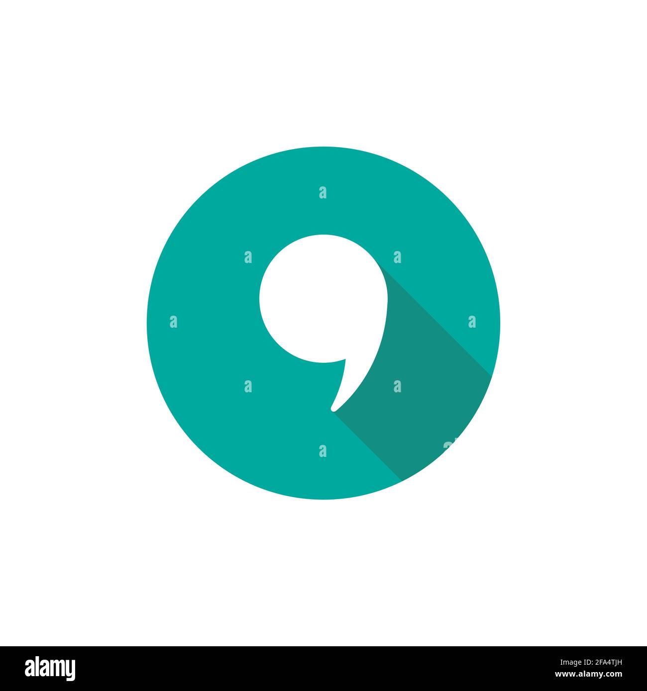 Comma Mark In Blue Circle With Shadow Isolated On White Flat Reading Icon Vector Illustration Quotation Logo Chat Sign Citation Stock Vector Image Art Alamy