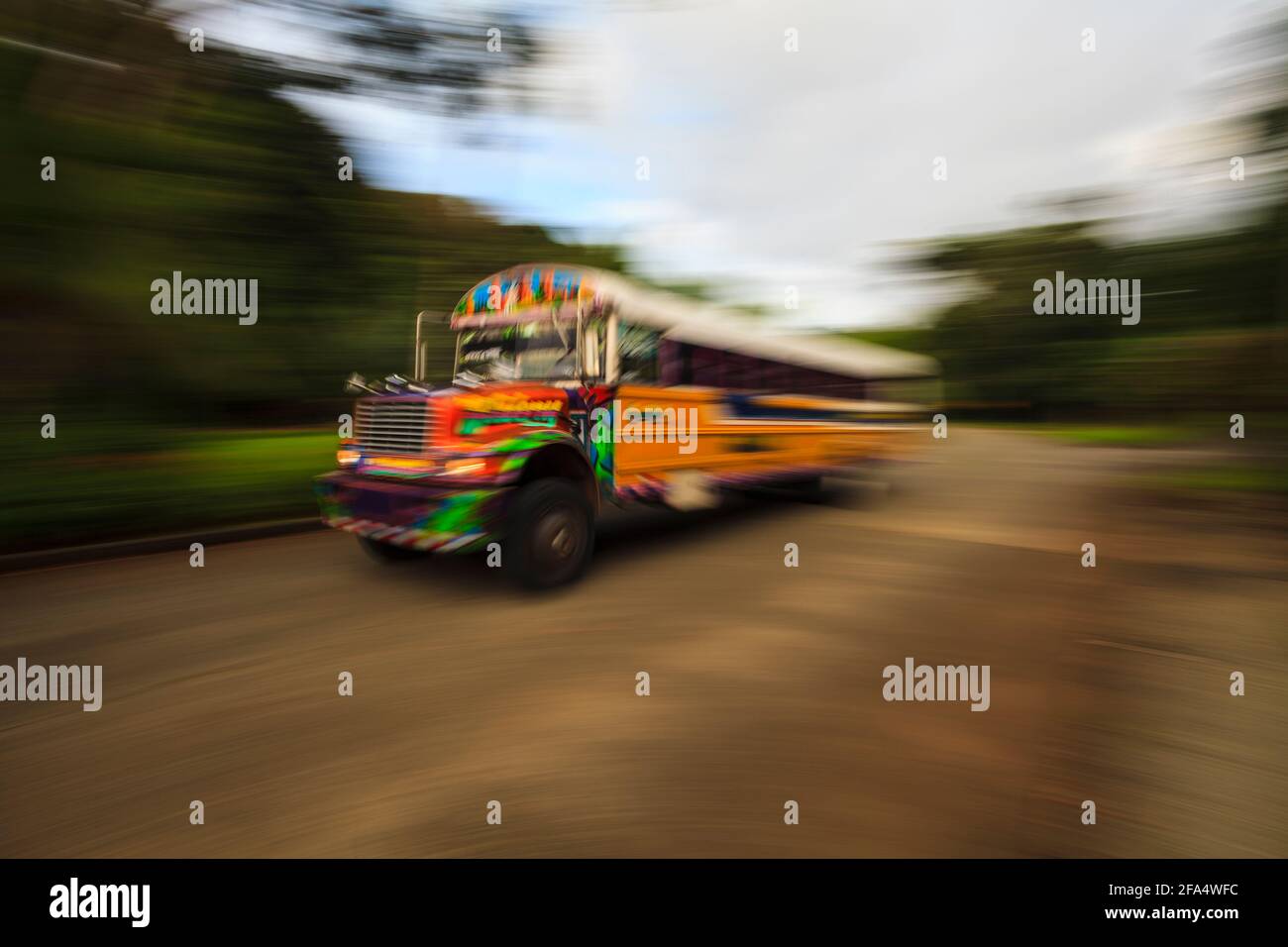 A "Diablo Rojo" bus (red devil) at Gamboa, Colon province, Republic of