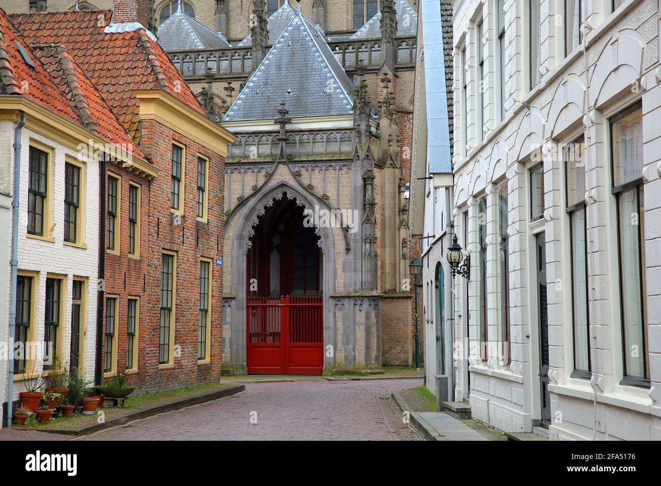 Colorful house facades on Kerkstraat street in Zaltbommel, North Brabant, Netherlands Stock Photo