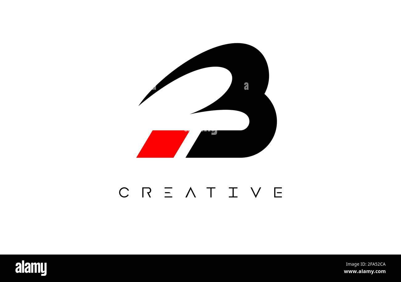 B Modern Letter Logo Design with Creative Look in Black and Red Colors ...