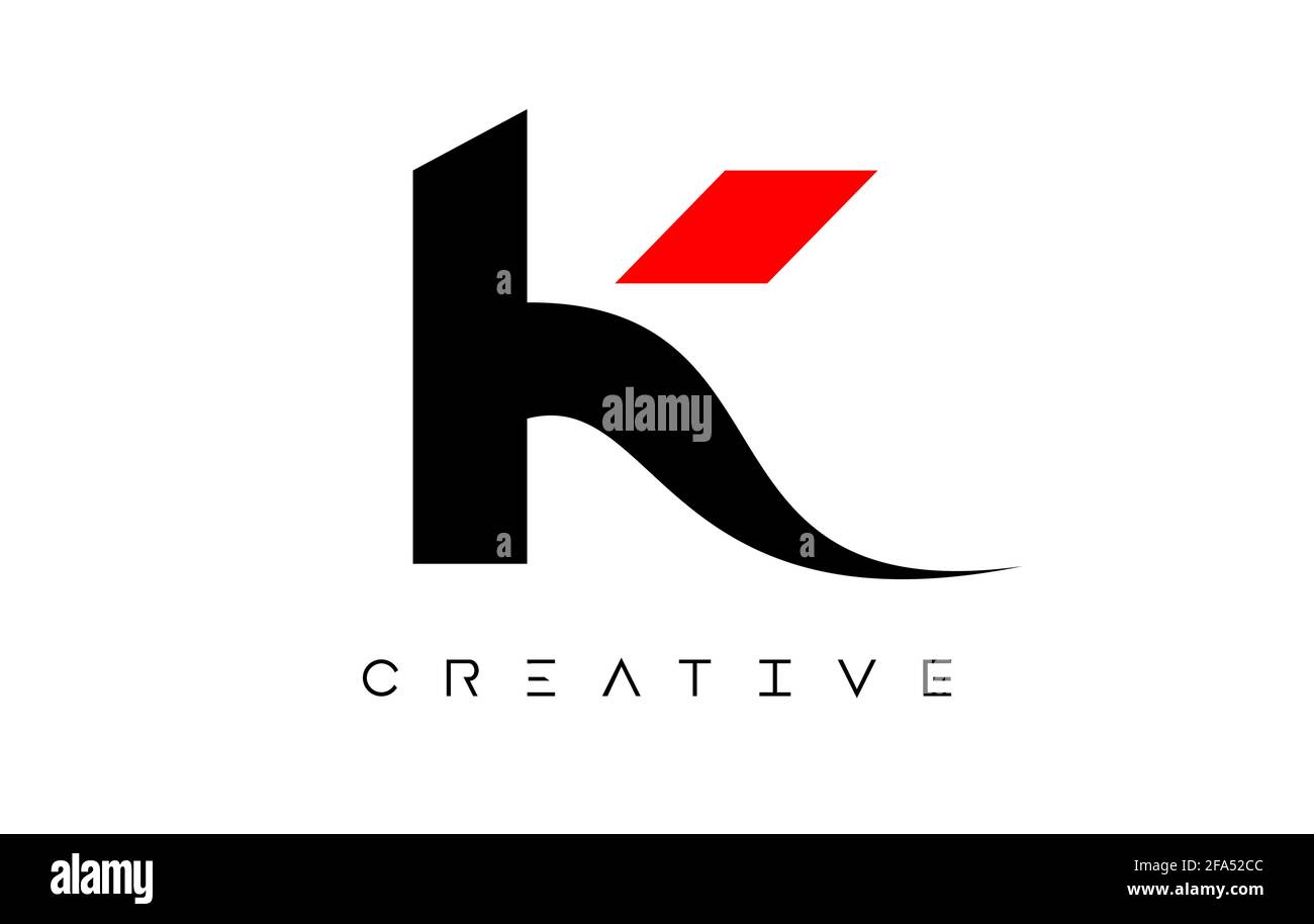 K Modern Letter Logo Design with Creative Look in Black and Red Colors ...