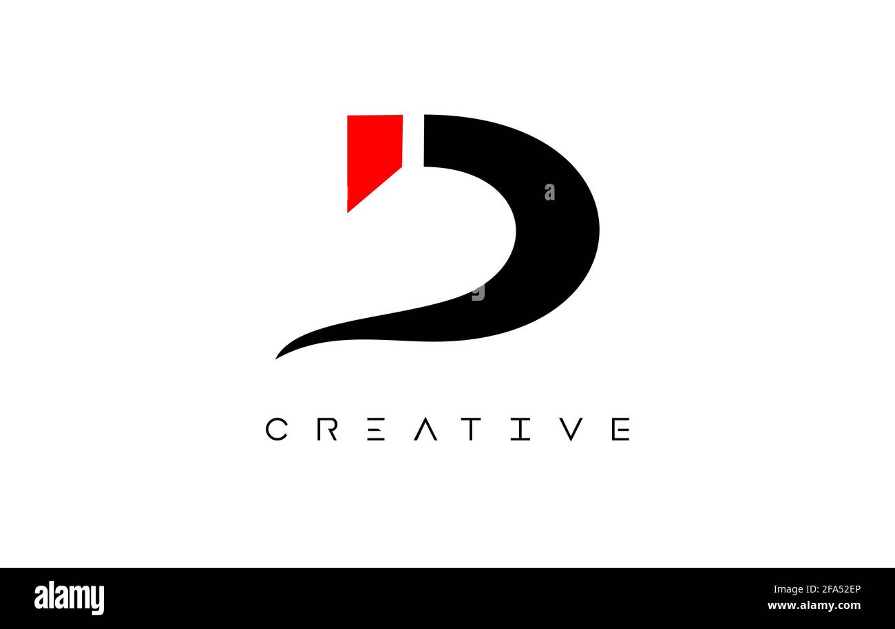 D Modern Letter Logo Design with Creative Look in Black and Red Colors ...