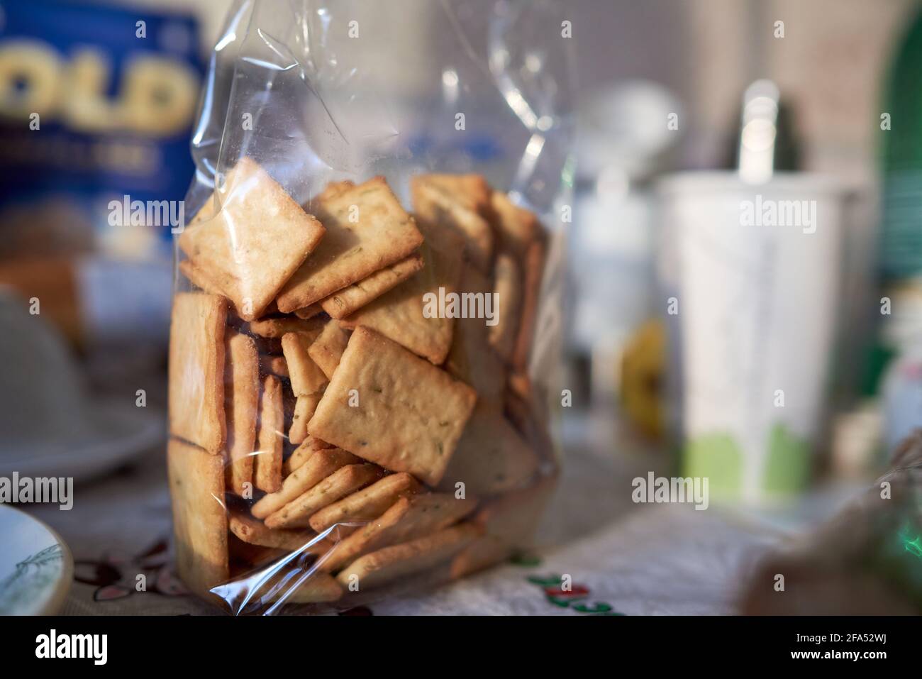 Italian crispbreads with rosemary, garlic, olive oil and sea salt Stock Photo