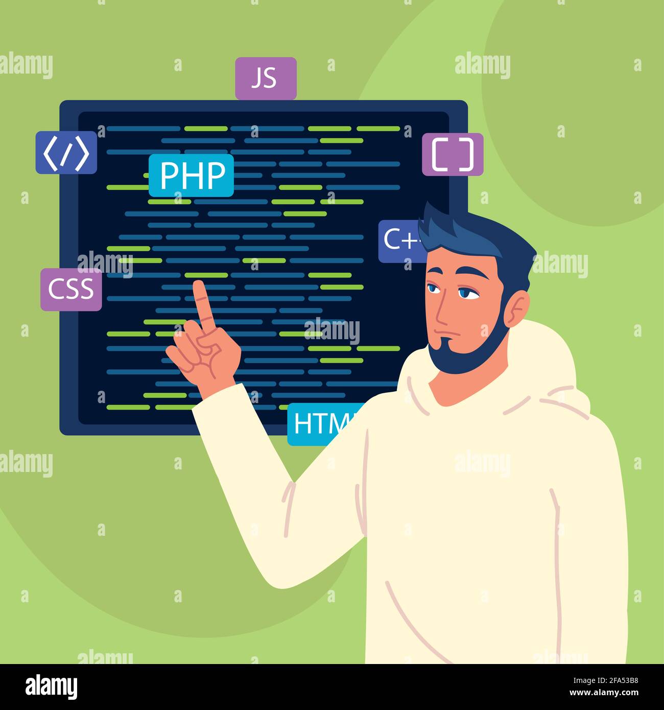 programmer with html codes Stock Vector Image & Art - Alamy
