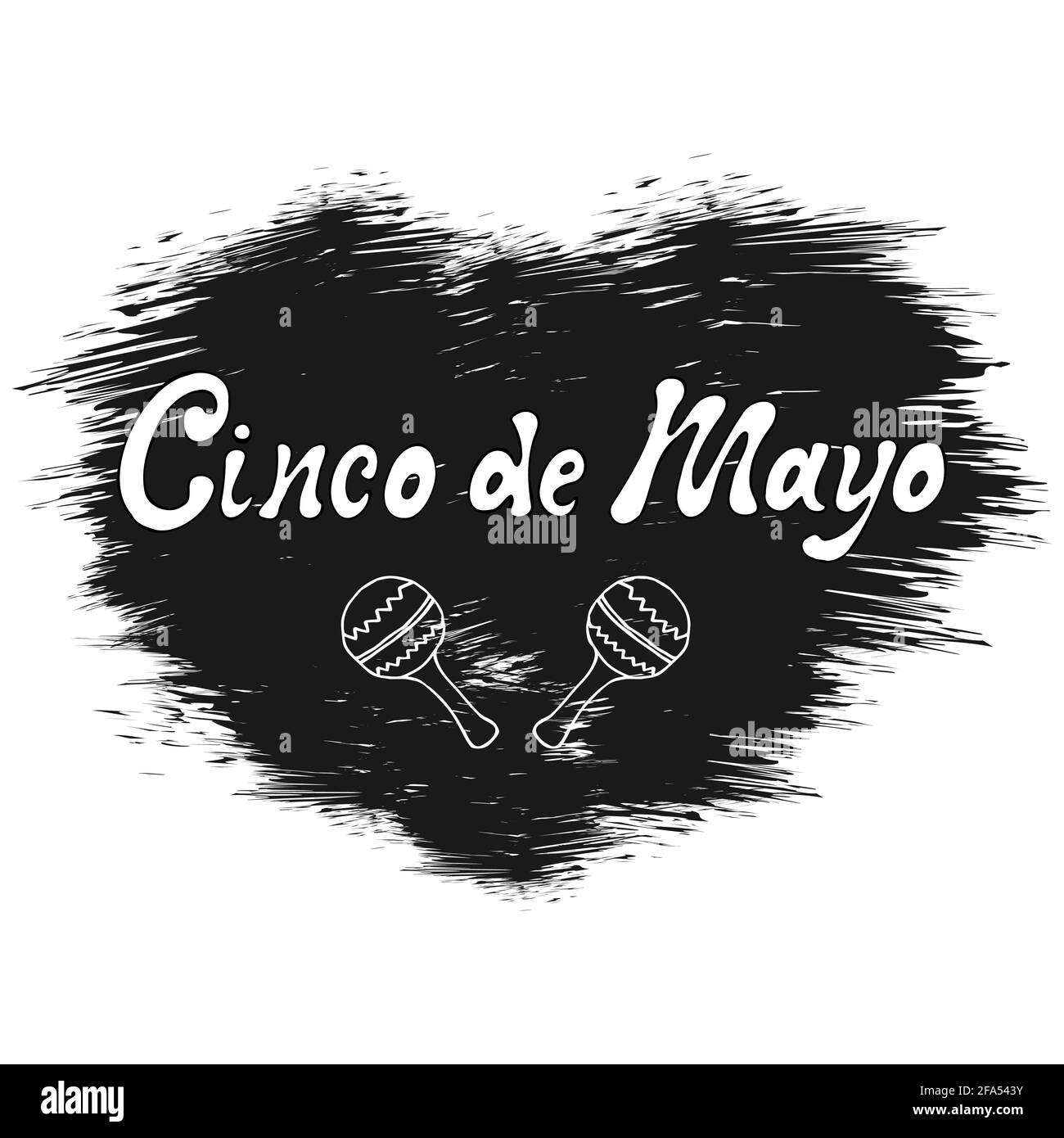 Cinco de mayo handwritten lettering phrase design on grunge heart