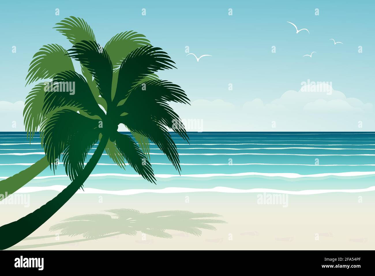 Seascape vector illustration. Paradise beach Stock Vector Image & Art ...
