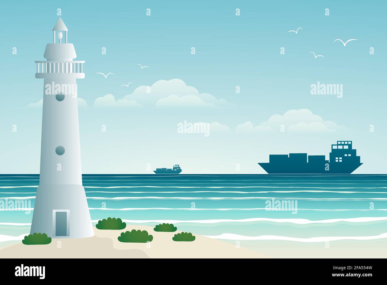 Seascape vector illustration. Lighthouse Stock Vector Image & Art - Alamy
