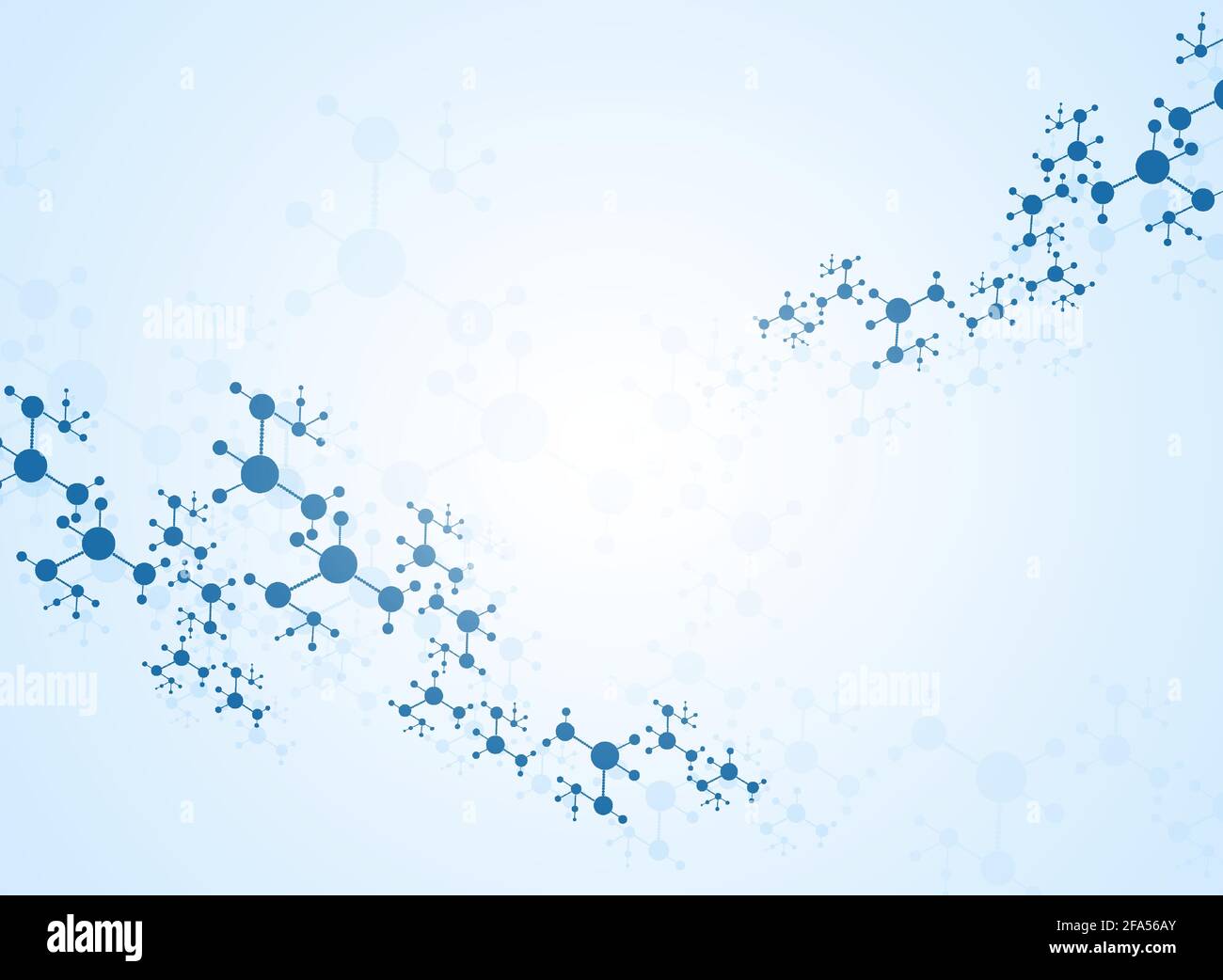 Abstract molecules medical background. White and blue background ...
